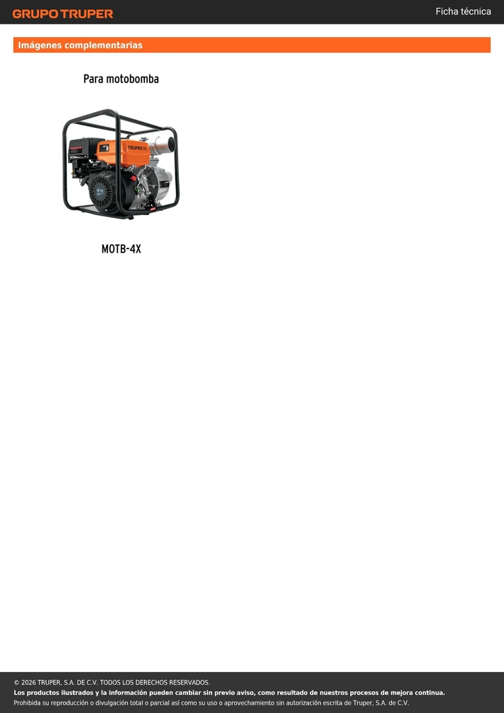 Caja de empaque de repuesto para MOTB-4X, TRUPER