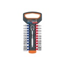 Juego de dados mm y std con matraca, cuadro 1/4', TRUPER