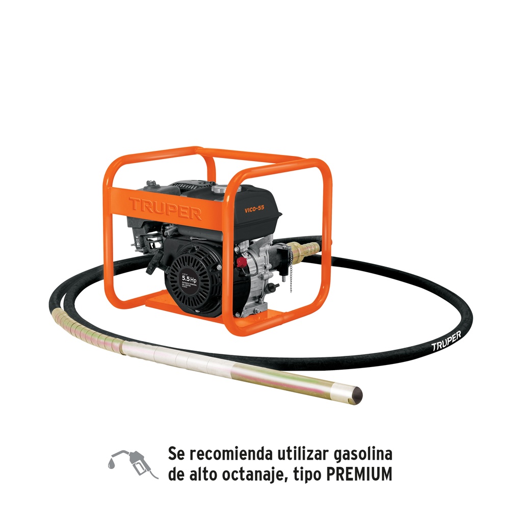 Vibrador para concreto, a gasolina, 163 cc, 5.5 HP, TRUPER
