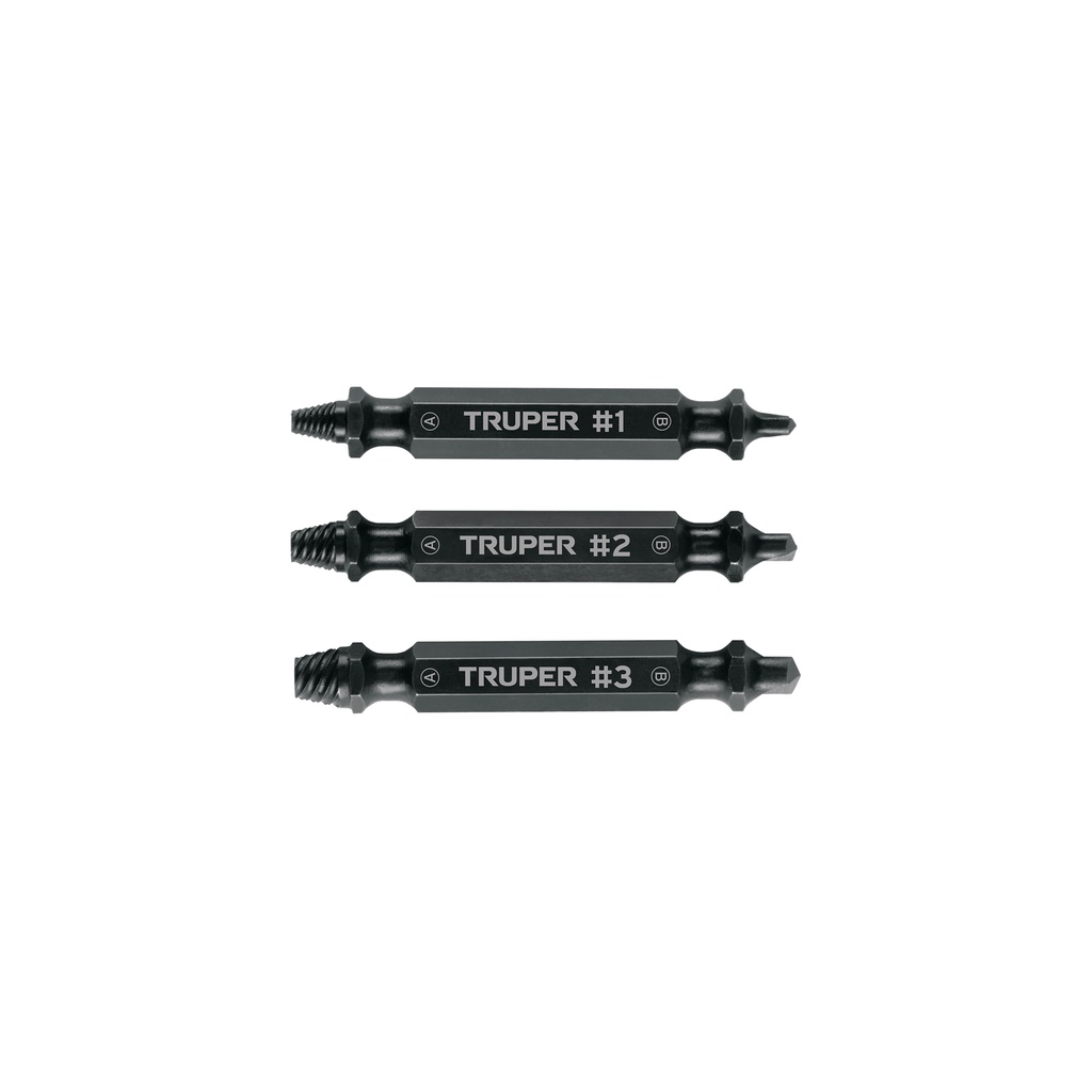 Blíster con 3 puntas extractoras de tornillos, TRUPER