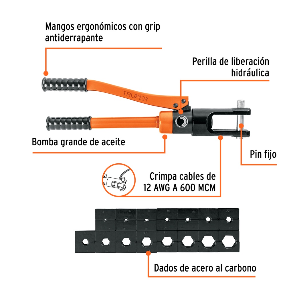 Pinza ponchadora hidráulica 16 toneladas, TRUPER