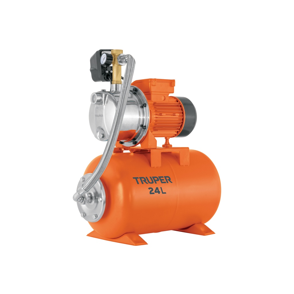 Equipo hidroneumático 24L, jet inoxidable 3/4 HP, TRUPER