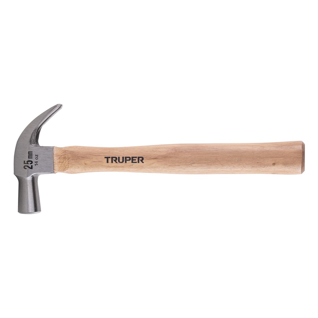 Martillo cabeza cónica 25 mm uña curva, mango madera, TRUPER