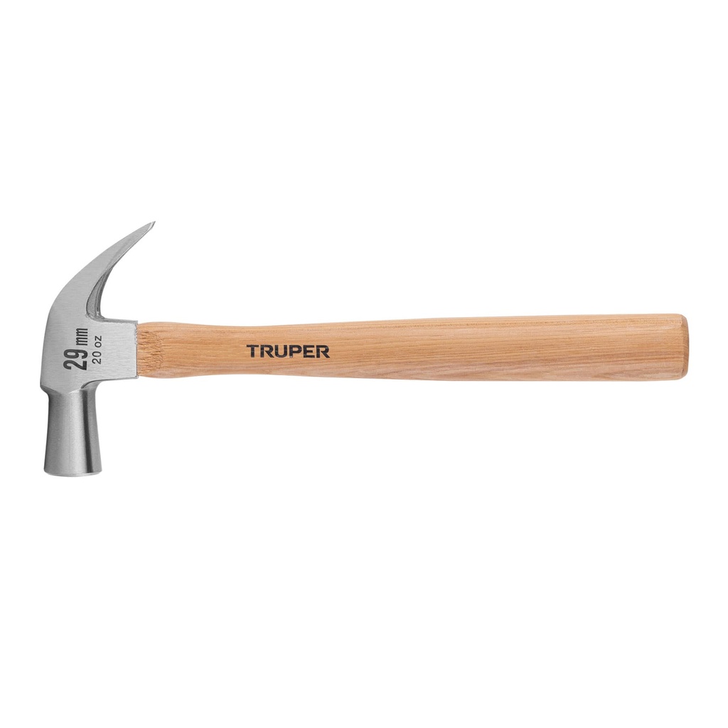 Martillo cabeza cónica 29 mm uña curva, mango madera, TRUPER