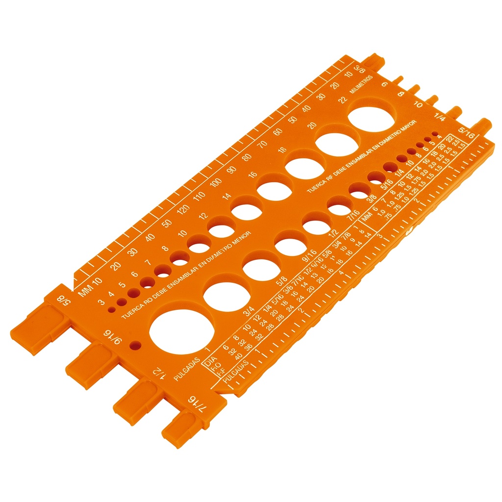 Regleta medidora de tuercas y tornillos, std y mm, TRUPER