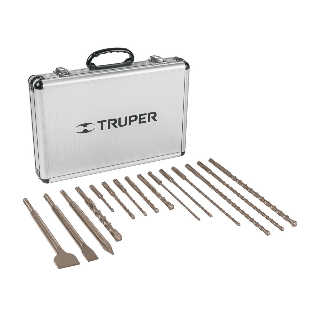 Juego de 15 brocas y cinceles SDS Plus en estuche, TRUPER