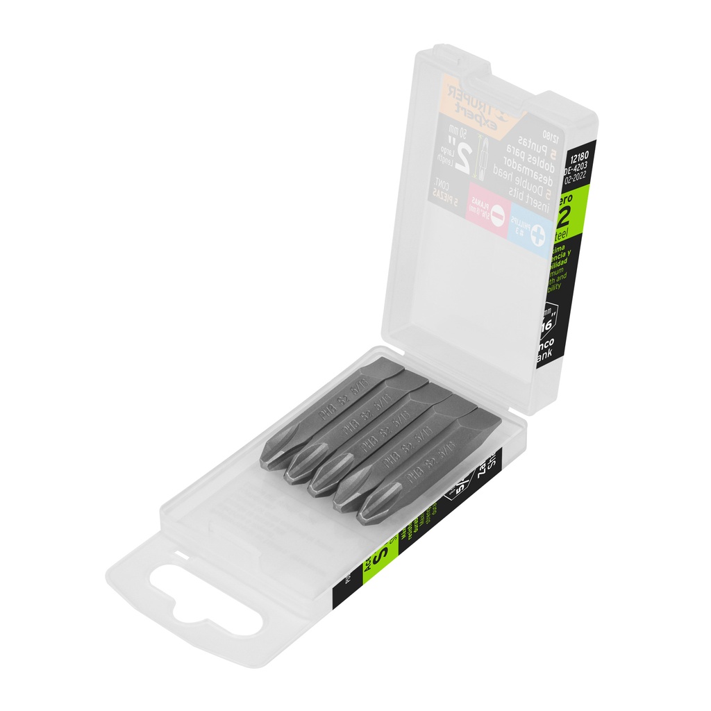 Estuche con 5 puntas dobles PH3 y 5/16' largo 2', EXPERT