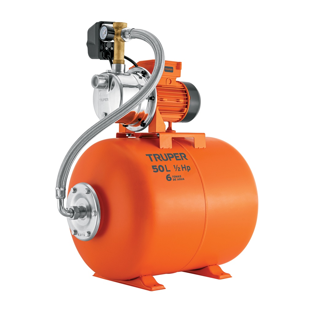 Equipo hidroneumático 50L, jet inoxidable 1/2 HP, TRUPER
