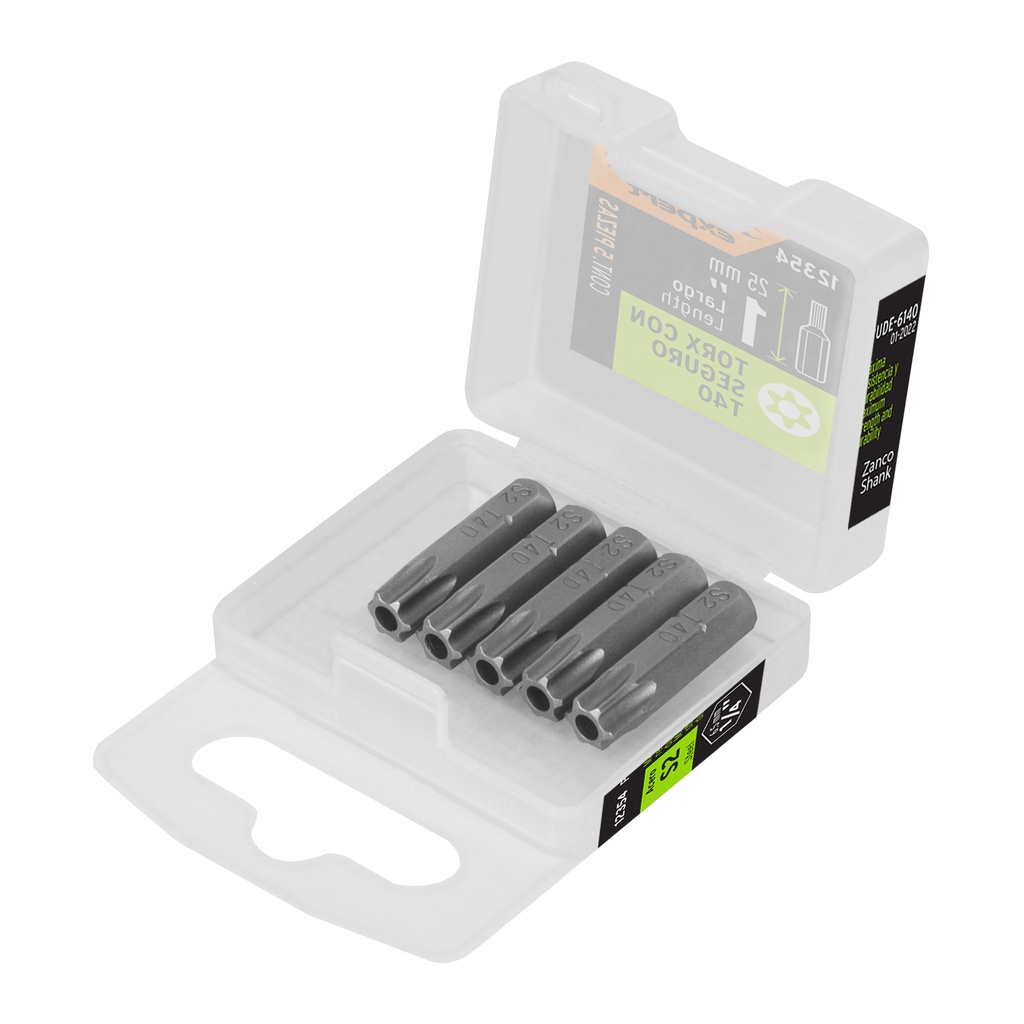 Estuche con 5 puntas torx T40 con seguro largo 1', EXPERT