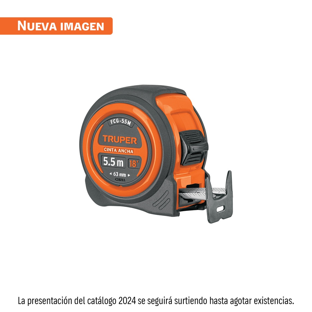 Flexómetro compacto contra impactos 5.5 m cinta 25 mm,TRUPER
